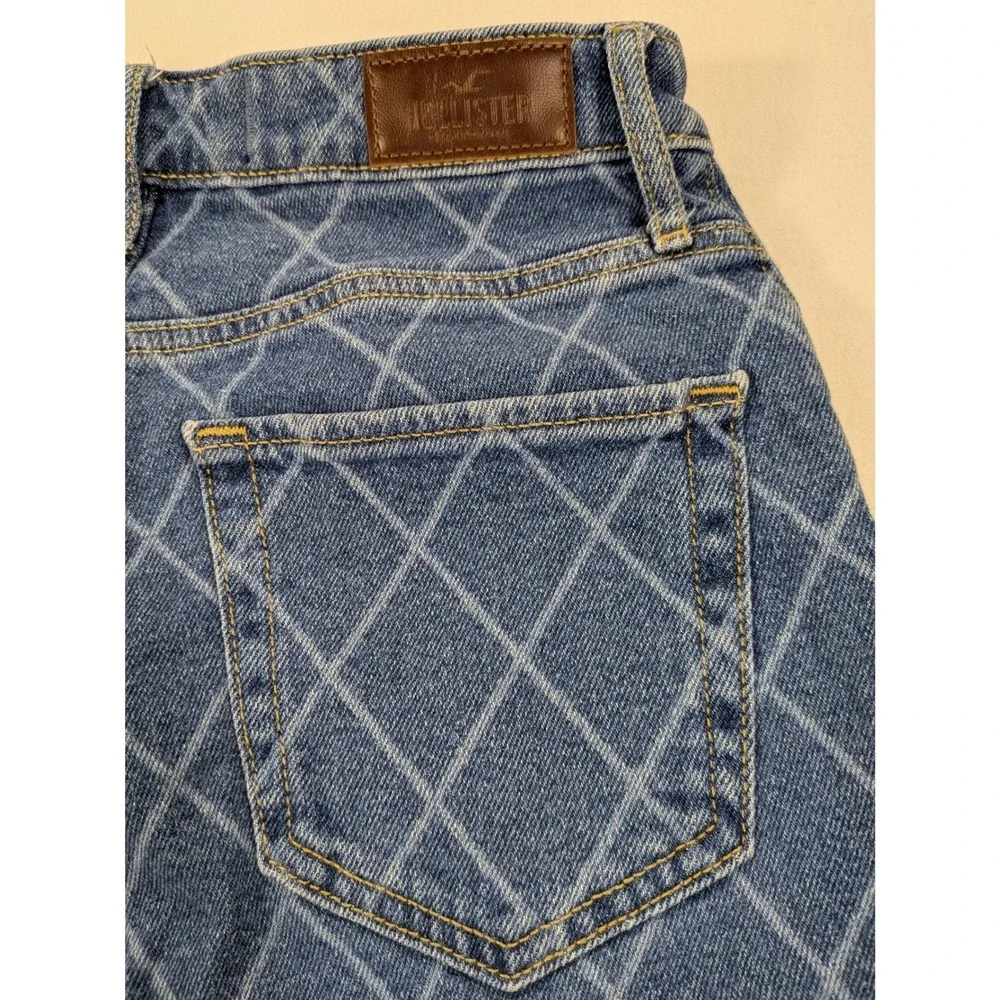 Hollister Ultra High Rise Dad Jeans Women 27 Blue Denim Bleach Diamond Baggy 90s